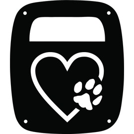 JeepTails Valentine Heart with Paw Design Tail lamp Light Covers Compatible with Jeep Wrangler YJ and TJ - Black - Set of 2