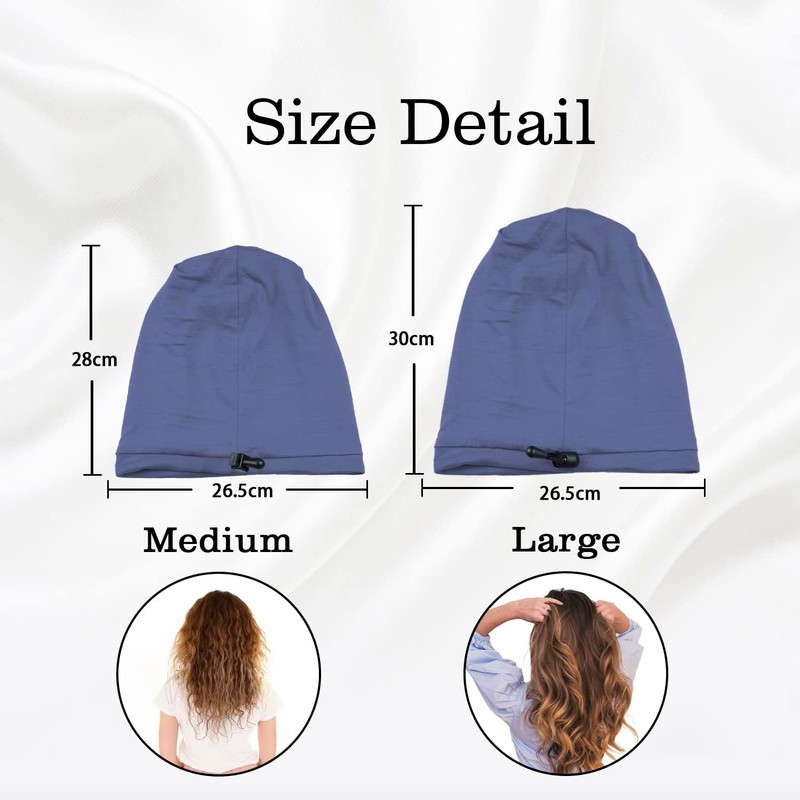 Silk Satin Bonnet Hair Wrap for Sleeping, 2 Pcs Adjustable