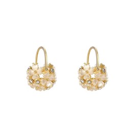 Flower Hoop Drop Earrings for Women Cubic Zirconia Fashion Statement Cute Dangle Earrings Trendy Flower Earrings Jewelry Birthday Gift for Women(Gold)
