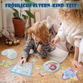 ICEPAPA, 4 White Puzzles and 4 Wax Crayons (9 Colours in 1), Creative Puzzle Design Yourself, Ideal for Party Bags, Children's Birthday Parties and Children's Birthday Party Favours