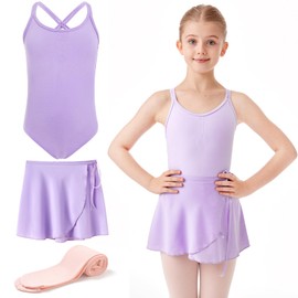HiDance Ballet Dance Leotards with Dance Skirt and Ballet Tights for Girls Toddler Dance Dress Outfit Combo (Purple 4 Years)