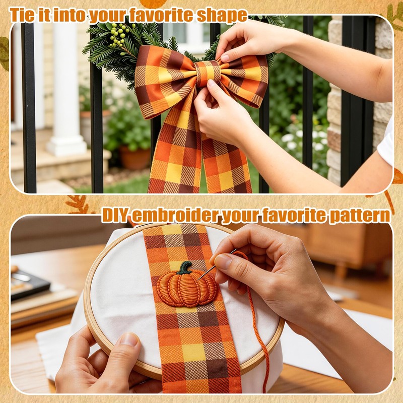 4 Pcs Fall Wreath Sash for Front Door for Garland