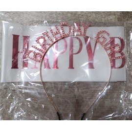 PQRUU Birthday Crowns for Women Birthday Girl Headband Happy Sash Decorations 4
