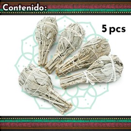 MUT22 5 Torches White Sage Premium California - 100% Natural and Cleansing, Ideal for Spiritual and Energetic Rituals (5 Torches White Sage)