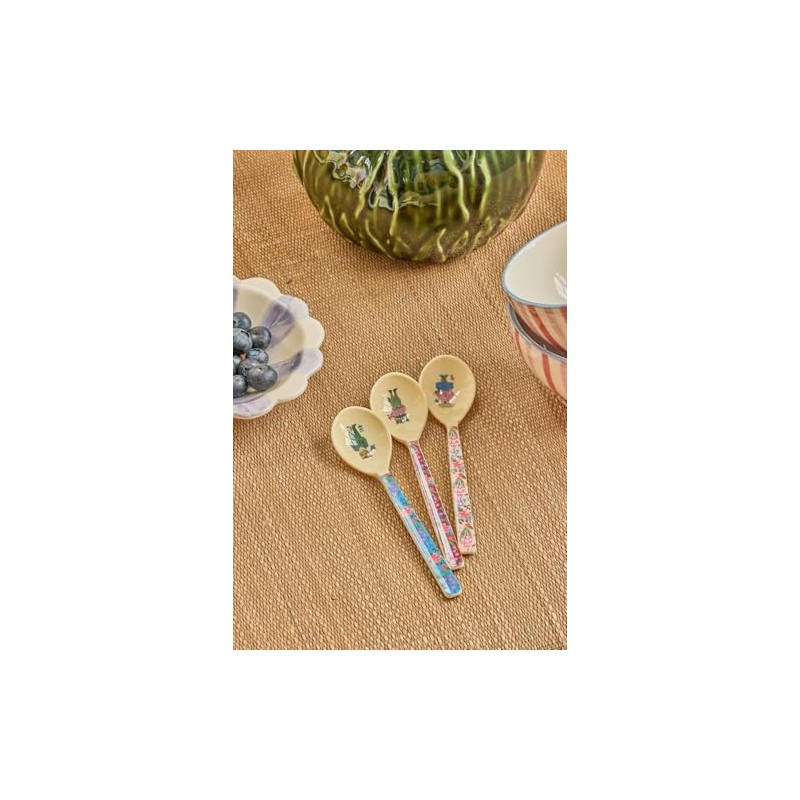 RICE Nathalie Lété Print Melamine Spoon, Children's Spoon, Multi-Colour, Pack