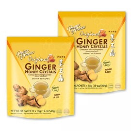 Prince of Peace Instant Ginger Honey Crystals 30 Sachets 2 Pack Caffeine Free