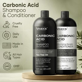 VANIDOX Carbonic Acid Shampoo and Conditioner for Men and Women, Deep Moisturizing Conditioner, Thickens, Softens, & Smooths Set for Hair Growth and Repair, Made in USA - 16 Fl Oz Each