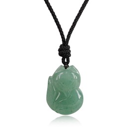 COAI Fox Green Aventurine Stone Pendant Necklace for Women