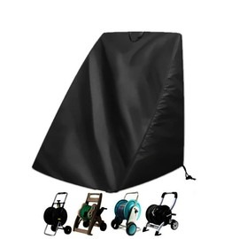 Hose Reel Cart Cover SUNSURE Black Waterproof Free Standing Water Hose Reel Protective Cover Furniture Sets for Patio Outdoor (Black)