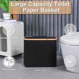 efluky Toilet Paper Basket 28L, Toilet Paper Storage with Lid for Bathroom, Toilet Paper Holder with Storage, Free Standing Toilet Paper Organizer Holds Up to 9-12 Rolls, Black