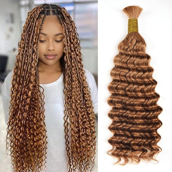 Brown Human Braiding Hair For Boho Braids Bulk Hair 100%