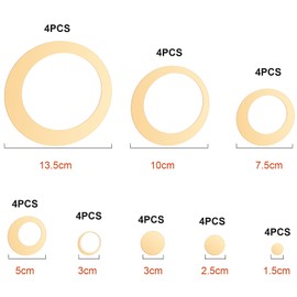 32 Pieces Removable Circle Wall Mirror Sticker Round Decal Acrylic Setting for Home Living Room Bedroom Decor, 1.5-13.5 cm (Gold)