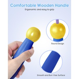 OTraki Children's Skipping Rope, Adjustable Skipping Rope with Wooden Handle, Skipping Rope for Boys and Girls, Ideal for Fitness Training and Bone Development, Blue