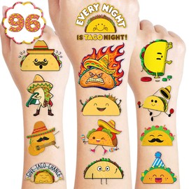 100 PCS Taco Bout Love Birthday Party Decorations Favors Supplies Temporary Tattoos Decor Mexican Fiesta Taco Twosday Tuesday Stickers For Boys Girls Gift School Prizes Rewards