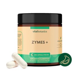 Enzimas Digestivas con Papaya, mezcla de enzimas como Papaína, Bromelina, Pancreatina y Lipasa. Con 60 cápsulas de 500mg (2 meses). VitalBotanics. Suplementos Alimenticios. Digestive Enzymes