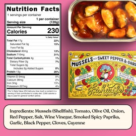 Fishwife Mussels With Sweet Pepper & Garlic 3-Pack (4.2 Ounce) | Hand-Packed in Spain | ASC-Certified Sustainable Seafood, Gluten Free, High Protein, Omega-3s | Responsibly Raised in Chile