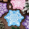 JarThenaAMCS 60Pcs Snowflake Paper Plates Pink Blue Purple Snowflake Shape