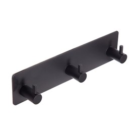 Black Adhesive Towel Hooks for Bathrooms Wall Mount no drill Shower heavy duty Wall Hook self adhesive towel rack Stick On Wall Coats Hooks Stainless Steel Adhesive hanger for Kitchen,Door,Key,3 Hooks