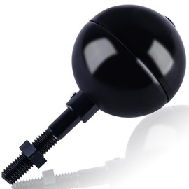 NQ Flag Pole Ball Topper Ornament - Flagpole Top Replacement, Aluminum Anodized Finish - 1/2"-13UNC Threading Fit Most USA Flag Pole,Truck & Solar Light (3", Black)