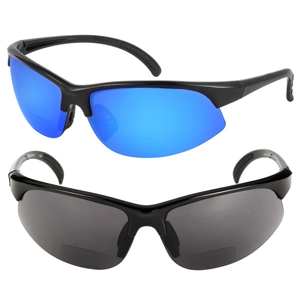 Mass Vision 2 Pair of Polarized Bifocal Sport Wrap Sunglasses