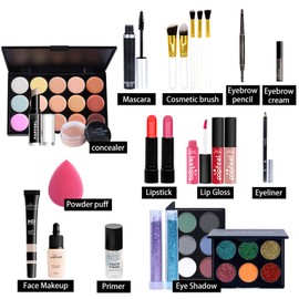 CHSEEA Make-Up Set, Beauty Gift Set, Cosmetics Make-Up Case, Concealer, Eyeshadow Palette, Powder, Lip Gloss, Lipstick, Cosmetic Make-Up Set for Face, Eyes and Lips #1