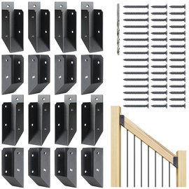 AECXM 201 Stainless Steel 2" x 4" (1 ½" x 3 ½" Actual) Deck Railing 37.5°Stair Connectors, for Deck Railing Stair Handrail Connection Installation Deck Railing Bracket (8 Pair-Black)