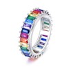 NIFUNAO Sterling Silver Rainbow Anxiety Spinner Rings Gemstone Rotatable Mood