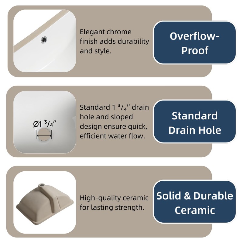 18W" x 13D" Undermount Bathroom Sink, Los Flexi Compact Rectangular