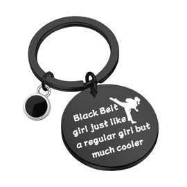 BAUNA Taekwondo Gift Martial Art Key rings Black Belt Girl Just Like a Regular Girl But Much Cooler for Taekwondo Lover (Black belt cool kyblCA)