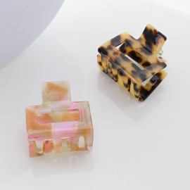 (2 types) Mini marble square pin leopard / (2종) 미니 마블 사각 집게핀 호피