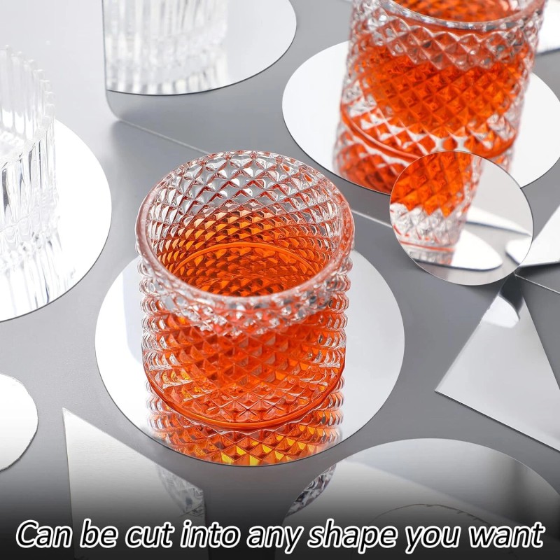 BBTO Self Adhesive Mirror Sheets 9 Pieces Various Sizes Non
