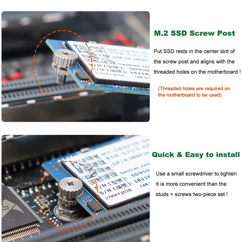 Awxlumv M.2 Screw Kit, NVMe M.2 SSD Mounting Screws for