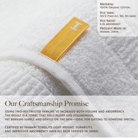 [Proof of Purity] Bath Towel, 28 x 53 inch, 100% Organic Cotton, Double-Ply Yarn 30/2, Oeko-Tex Class 1, Loop-Dense, Made in Japan, White, Pack of 1