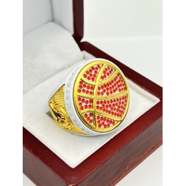 Discount Sports Rings, DELUXE BASKETBALL CHAMPIONSHIP RING — Assorted colors, Painted Body with stones, Player Ring, Player Award (White)