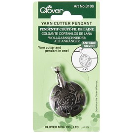 Clover Yarn Cutter Pendant, Antique Silver