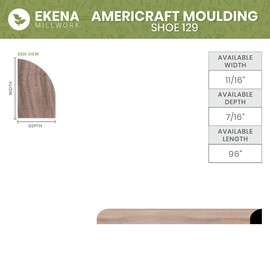 WM129 - Americraft Shoe Solid Wood Moulding, 7/16"D x 11/16"W x 96"L, Stain Grade Pine