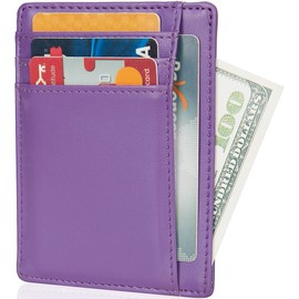 LinsCraft Slim Minimalist Wallet, Small Leather Front Pocket Wallets, RFID Blocking, Credit Card Holder for Men Women