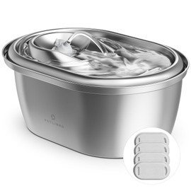 PETLIBRO Stainless Steel Cat Water Fountain, 101oz/3L Pet Water Fountain for Cats Inside, Food-Grade Dog Water Fountain, Automatic Water Dispenser with 4 Filters & 4 Sponges