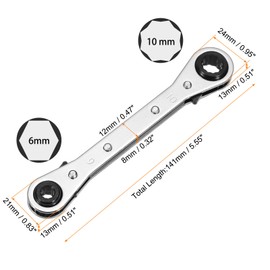 HARFINGTON 4 in 1 Double Box End Reversible Ratcheting Wrench 6x8x10x12mm CR-V Steel 180 Degrees Metric Double Head 12-Point 24-Teeth Adjustable Ratchet Gear Socket Spanner