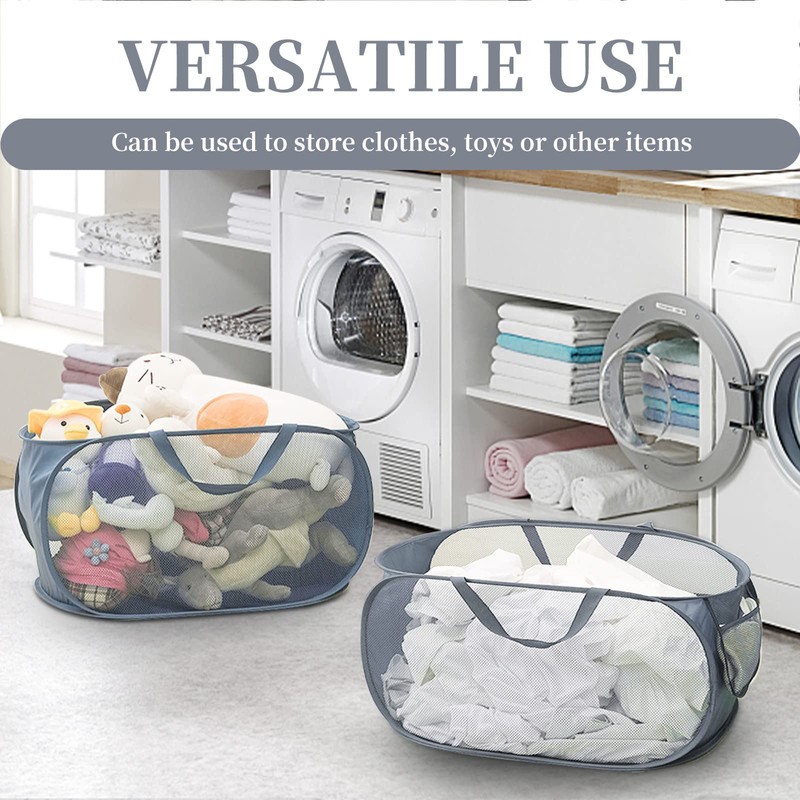 LELE LIFE Reinforced Collapsible Laundry Baskets, 3Pcs High-Strength Mesh Pop