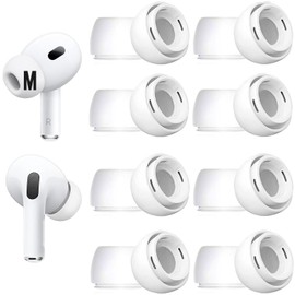 8 Sets Medium Size Ear Tips Replacement for AirPods Pro 2nd / 1st Generation, with Noise Reduction Hole, Silicone Eartips Ear Cap 8 Pairs Compatible with AirPods Pro 2 /Air Pods Pro 1, White M