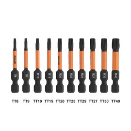 Railer 10pc 2 Inch Impact Driver Torx Bit Set - Premium S2 Steel, Star & Torx Drive System, Magnetizer Bitrail & Carabiner