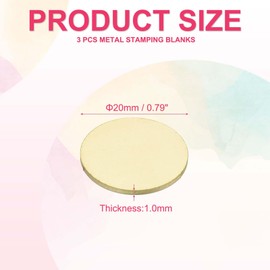 PATIKIL 3pcs Round Brass Plate 30mm Round Brass Sheet Metal Disc Blank Circle DIY Craft Repair Laser Engraved Metal Stamping Blank Name Tag Thickness 0.6mm Gold