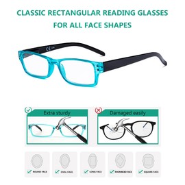 Eyekepper 10 Pack Vintage Reading Glasses for Women Men Rectangular Spring Hinge Readers +2.75