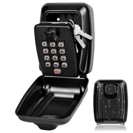 TEUEN Key Lock Box for Outside, Sturdy Waterproof Wall Mount Lock Box for House Key, 12-Digit Combination Resettable Large Capacity Security Lockbox for Home, Garage, Office, Warehouse