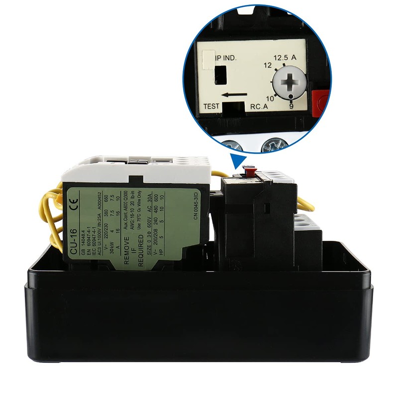 Baomain Magnetic Starter HUEB-16K AC 220V Coil 8.5A-10A-12.5A, 3-Pole Push