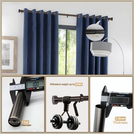 Heavy Duty Curtain Rods for Windows 18 to 144 Inch, Adjustable Length 1 Inch Diameter Window Curtain Rod with Aluminium Finials, Antique Nickel