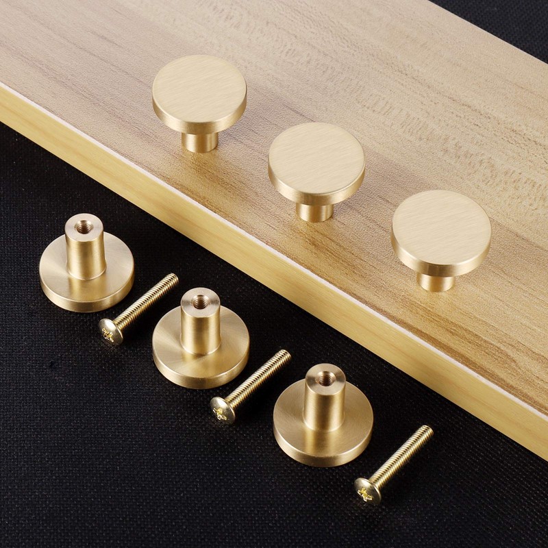 JIZZU 6 Pcs Solid Brass Gold Drawer Knobs [20 *