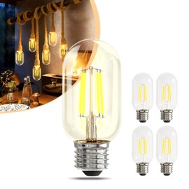 NUODIFAN 4 Pack T45 LED Edison Bulbs, Vintage LED Filament Bulbs 4W Equivalent 40W, 110-130V E26 Base 2700K Warm White Light, CRI 90+ Clear Glass Bulb, Great for Home Office Bedroom.