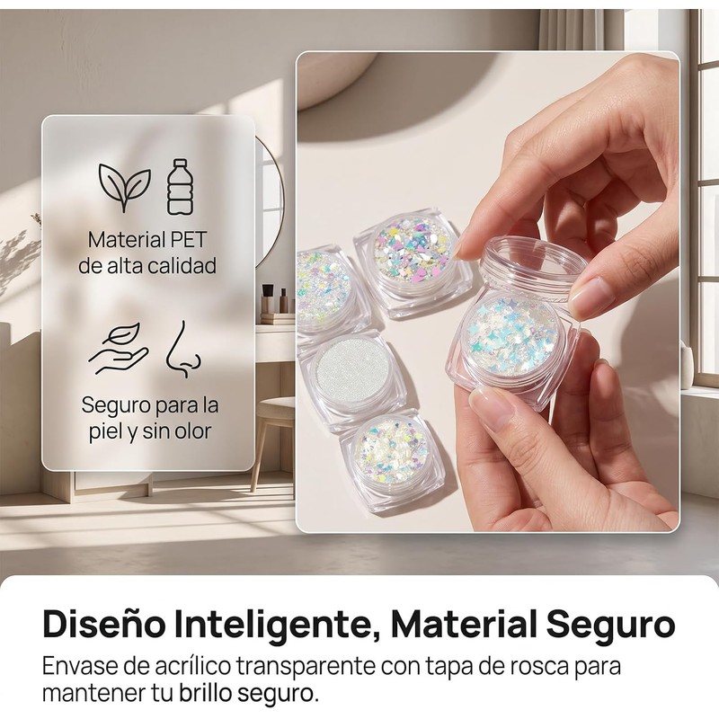 6 Colores Brillo Lentejuelas Sirena(6 Colores)